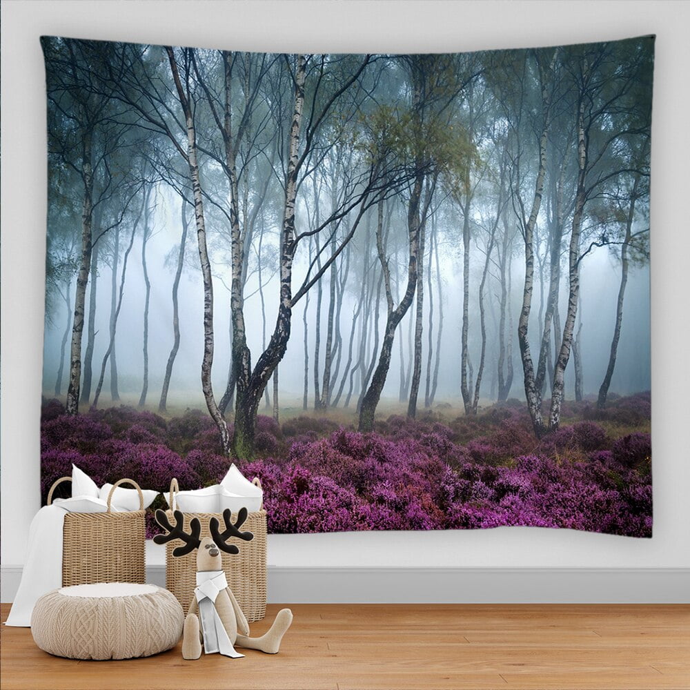 Natural Forest Trees Printed Large Wall Tapestry Beautiful Scenery Wall Hanging Bohemian Wall