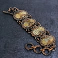 thumbnail image 1 of Natural Fossil Coral Gemstone Handmade Copper Wire Wrap Bracelet 7-8", 1 of 4