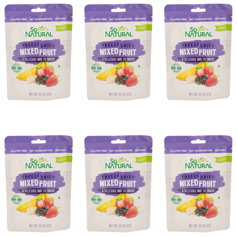 So Natural Freeze Dried Mixed Fruit, 0.6oz Pack of 6, Healthy