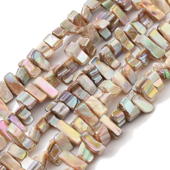 Natural Freshwater Shell Beads Strands Dyed AB color Nugget PapayaWhip 7~17.5x5~5.5x6~8.5mm Hole: 1.2mm about 72~73pcs/strand 15.35''(39cm) Freshwater Shell