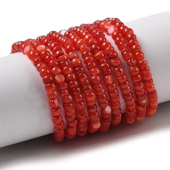 Natural Freshwater Shell Beads Strands Dyed Rondelle Red 3x2mm Hole: 0.5mm about 183~186pcs/strand 14.96''(38cm)