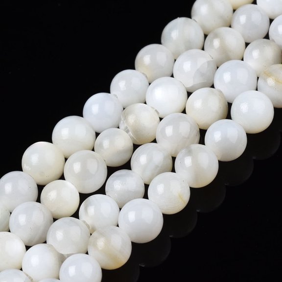 Natural Freshwater Shell Beads Strands Dyed Round Ghost White 2.5mm Hole: 0.5mm about 122~136pcs/strand 14.57 inch~15.63 inch(37cm~39.7cm)
