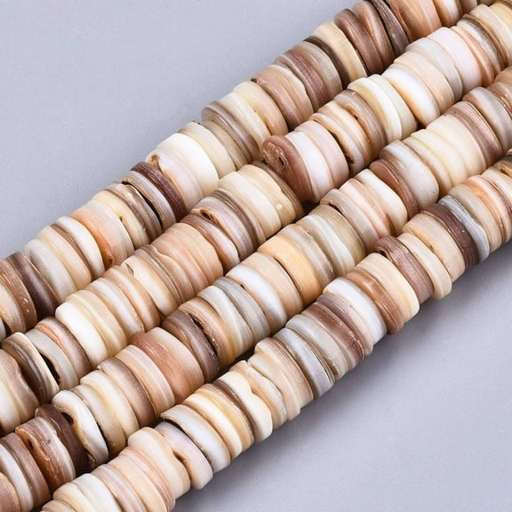 Natural Freshwater Shell Beads Strands Heishi Beads Flat Round/Disc BurlyWood 8~9x1~3mm Hole: 1mm about 178~182pcs/strand 14.96 inch(38cm)