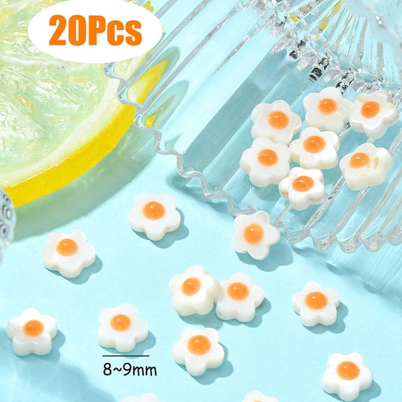 Natural Freshwater Shell Beads with Enamel Flower Orange 8-9x8-9x3.5mm Hole: 1mm