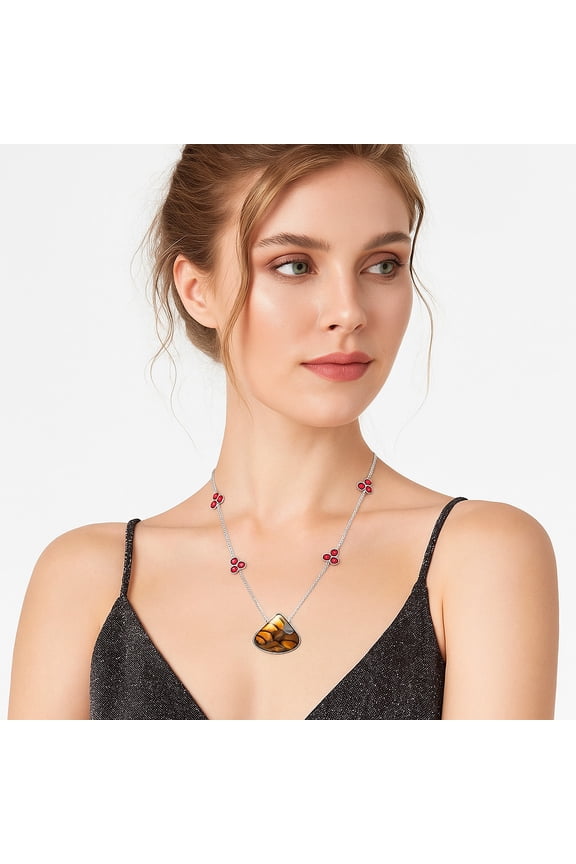 Natural Fruit Jasper & Garnet 925 Sterling Silver Necklace Jewelry N-1004 SDN1712