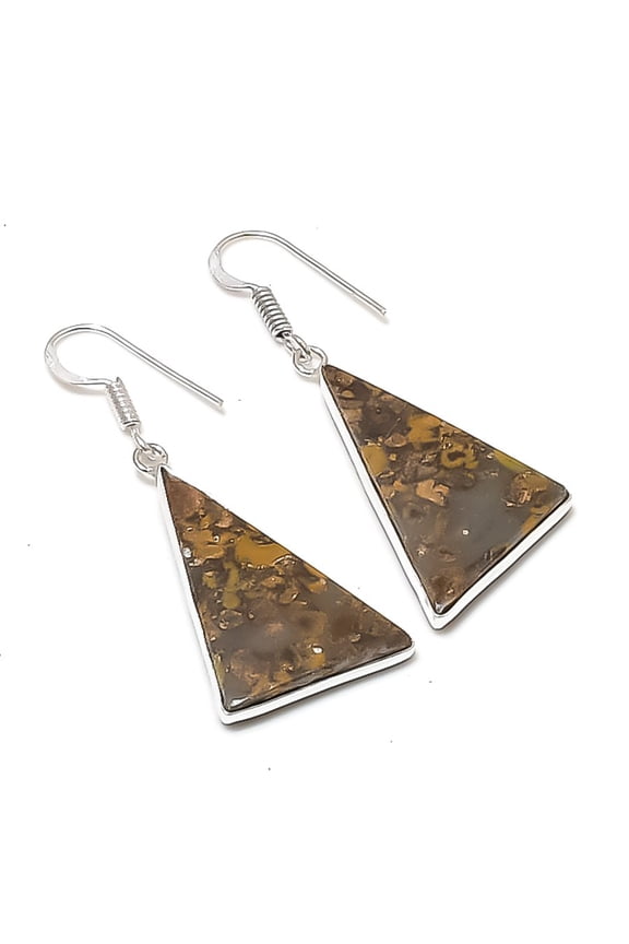 Natural Fruit Jasper Gemstone 925 Sterling Silver Jewelry Earring 1.89"