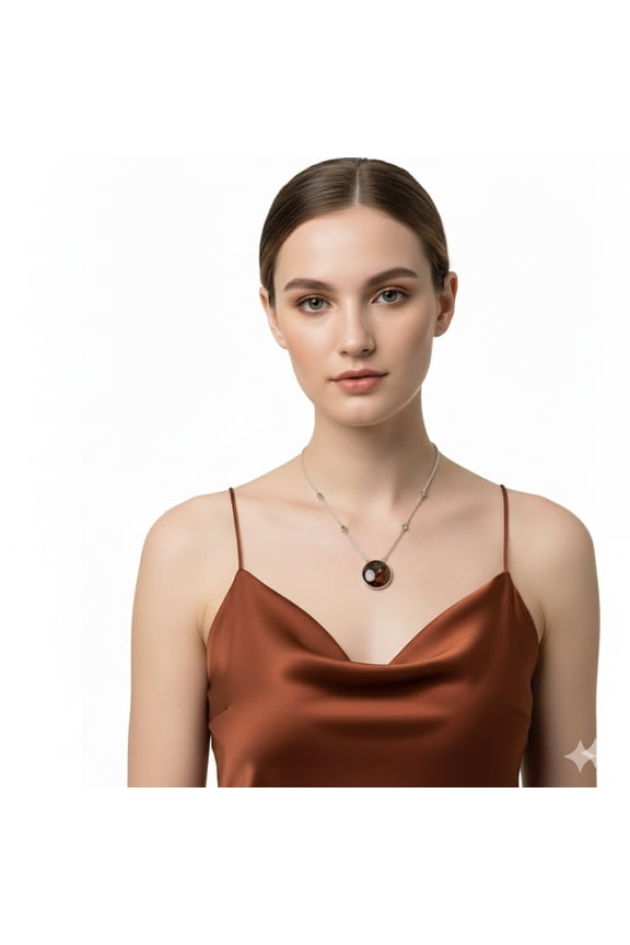 Natural Fruit Jasper & Peridot 925 Sterling Silver Necklace Jewelry N-1012 SDN2059