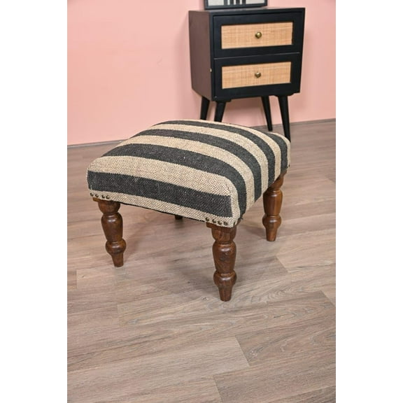 Natural Furnish Handmade Jute Soft Ottomans Square Shape Stool for Sitting and Foot Rest with Wooden Legs, Entryway Modern Stool for Living Room, Bedroom, Hall (WHITE, 40 X 40 X 35)