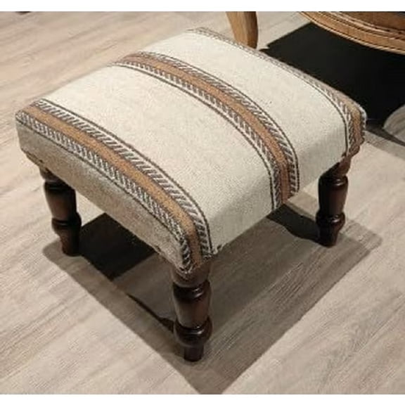 Natural Furnish Handmade Jute Soft Ottomans Stool for Sitting and Foot Rest with Wooden Legs, Entryway Stool for Living Room, Bedroom (40x40x35 Inch)