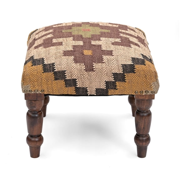 Natural Furnish Handmade Jute Soft Ottomans Square Shape Stool for Sitting and Foot Rest with Wooden Legs, Entryway Modern Stool for Living Room, Bedroom, Hall (Yellow, L40 cm x W40 cmx H35 cm)