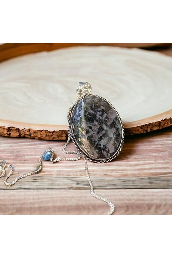 Natural Gabbro Jasper Pendant for Women, Gabbro Jasper Gemstone Pendant Necklace With Box Chain, Birthday Gift For Girlfriend