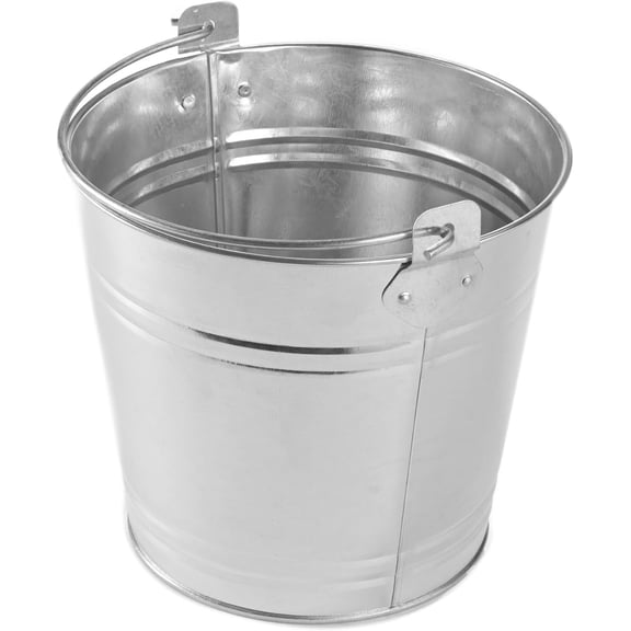 Natural Galvanized Steel Pail with Handle, 1.16 Gallon, 8" Diameter, Silver