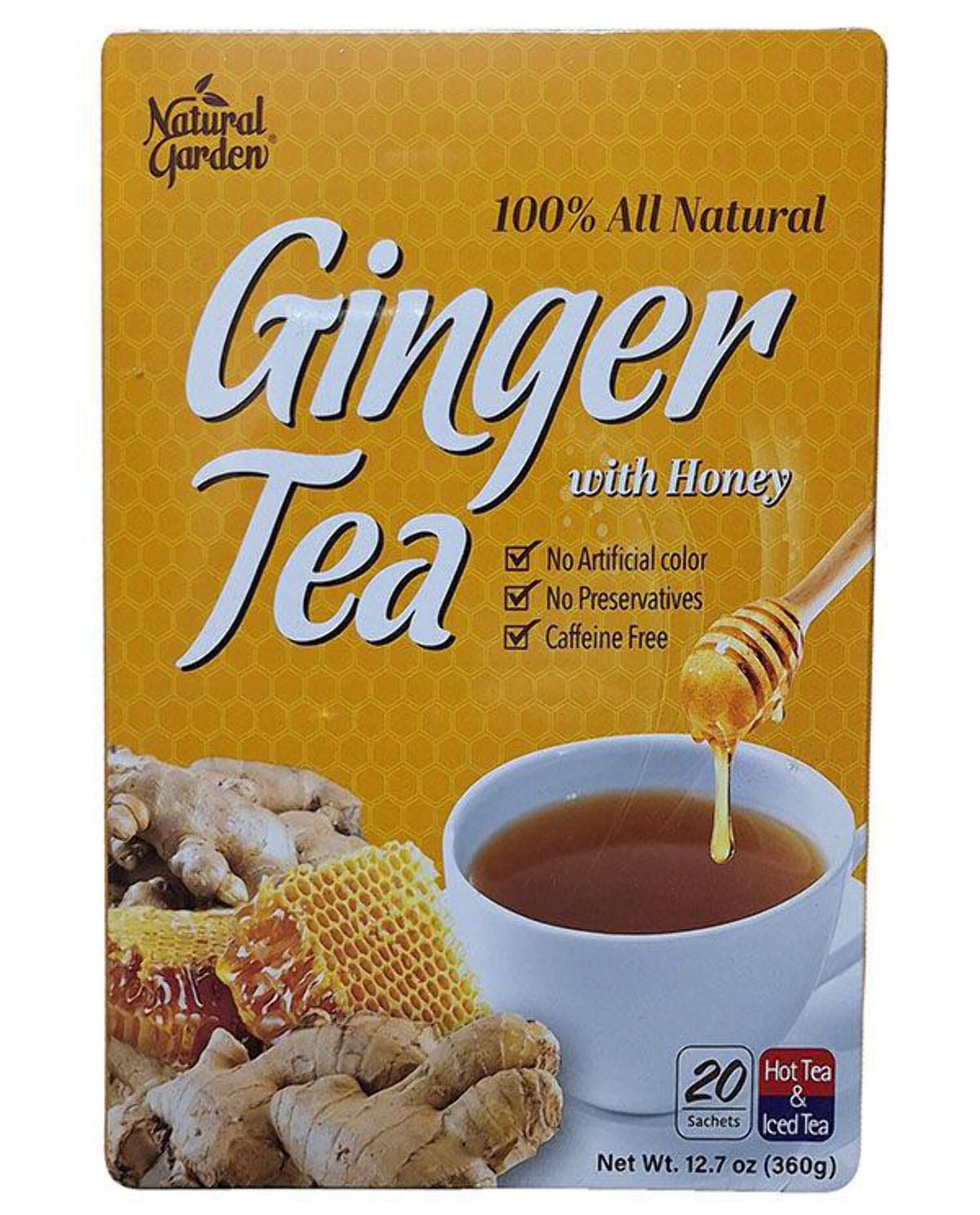 Natural Garden 100% All Natural Ginger Tea with Honey, 1 Box with