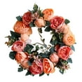 thumbnail image 1 of Natural Garland Front Door Wreaths, Artificial Flower Greenery Hanging Wreath for Home Party indoor and outdoor window and wall Wedding Decoration Champagne Orange, 1 of 4