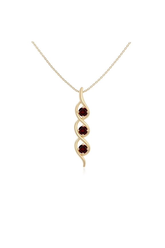 Natural Garnet 3 Stone Pendant Necklaces for Women in 18K Yellow Gold Vermeil, January Birthstone Jewelry Gifts for Her Birthday, Anniversary, Graduation, Christmas, Mothers Day, Valentines