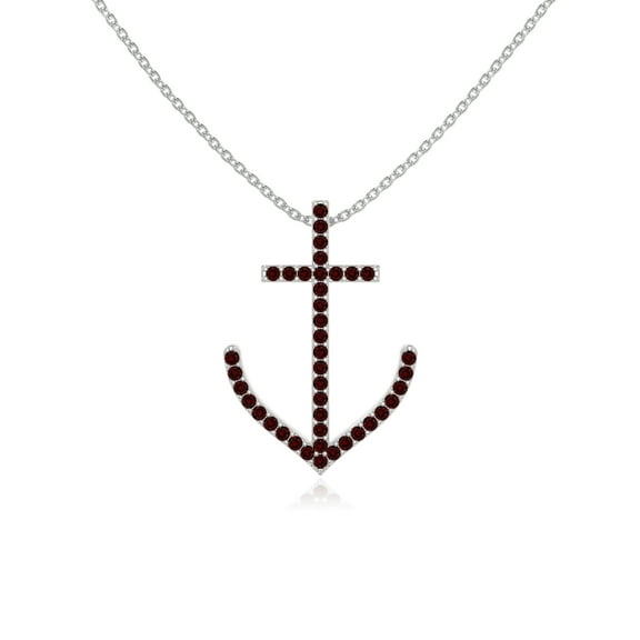 Natural Garnet Anchor Shape Pendant Necklaces for Women in Sterling Silver, January Birthstone Jewelry Gifts for Her Birthday, Wedding Anniversary, Mothers Day, Christmas, Graduation, Valentines