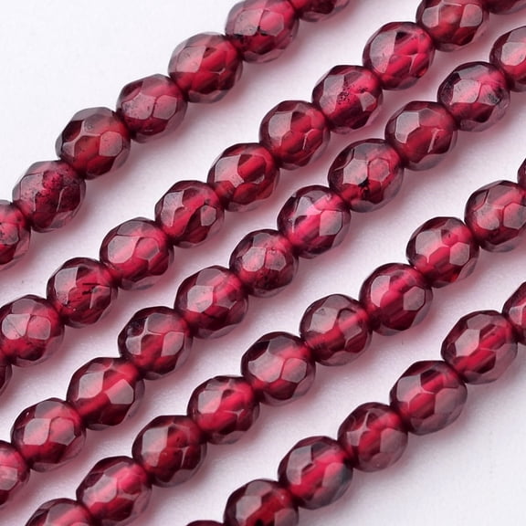 Natural Garnet Bead Strands Grade A Round Faceted 3~3.5mm Hole: 0.5mm about 109pcs/strand 15 inch DIY