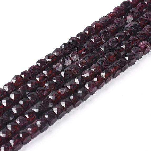 Natural Garnet Beads Strands Faceted Cube 4~4.5x4~4.5x4~4.5mm Hole: 0.8mm about 87~101pcs/strand 15.55 inch(39.5cm) DIY