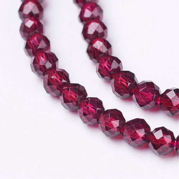 Natural Garnet Beads Strands Faceted Round 3mm Hole: 0.5mm 134pcs/strand 15.5 inch