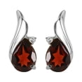 thumbnail image 1 of Natural Garnet Diamond Gemstone Stud Earrings 14k White Gold Earrings, 1 of 2