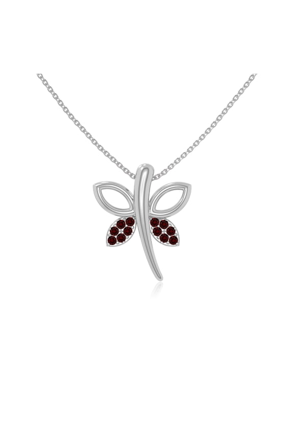 Natural Garnet Dragonfly Pendant Necklaces for Women in Sterling Silver, January Birthstone Jewelry Gifts for Her Birthday, Wedding Anniversary, Graduation, Christmas, Mothers Day, Valentines