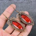 thumbnail image 1 of Natural Garnet Gemstone Copper Wire Wrap Gift Jewelry Earring 3.35", 1 of 4