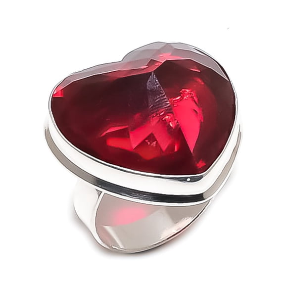 Natural Garnet Gemstone Handmade 925 Sterling Silver Jewelry Ring Size 10