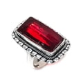 thumbnail image 1 of Natural Garnet Gemstone Handmade 925 Sterling Silver Jewelry Ring Size 8, 1 of 2