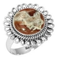 thumbnail image 1 of Natural Garnet In Limestone Ring 925 Sterling Silver Handmade Jewelry, 1 of 6