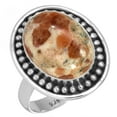 thumbnail image 1 of Natural Garnet In Limestone Ring 925 Sterling Silver Handmade Jewelry, 1 of 6