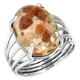 thumbnail image 1 of Natural Garnet In Limestone Ring 925 Sterling Silver Handmade Jewelry, 1 of 6