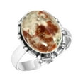 thumbnail image 1 of Natural Garnet In Limestone Ring 925 Sterling Silver Handmade Jewelry, 1 of 6