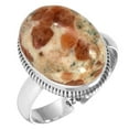 thumbnail image 1 of Natural Garnet In Limestone Ring 925 Sterling Silver Handmade Jewelry, 1 of 6