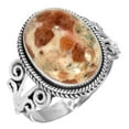 thumbnail image 1 of Natural Garnet In Limestone Women Jewelry 925 Sterling Silver Ring, 1 of 6