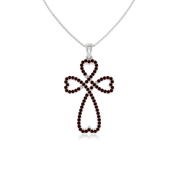 Natural Garnet Infinity Cross Shape Pendant Necklaces for Women in Sterling Silver,January Birthstone Jewelry Gifts for Her Birthday,Wedding Anniversary,Mothers Day,Christmas,Graduation,Valentines