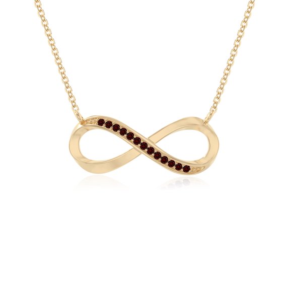 Natural Garnet Infinity Pendant Necklaces for Women in 18K Yellow Gold Vermeil, January Birthstone Jewelry Gifts for Her Birthday, Anniversary, Graduation, Christmas, Mothers Day, Valentines