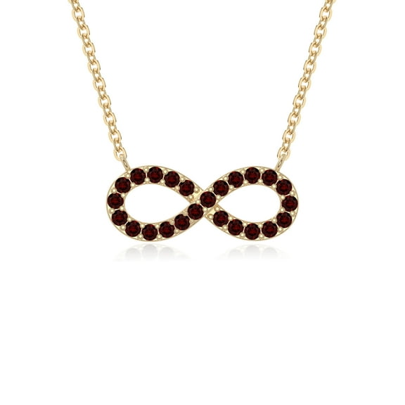 Natural Garnet Infinity Pendant Necklaces for Women in 18K Yellow Gold Vermeil, January Birthstone Jewelry Gifts for Her Birthday, Wedding Anniversary, Graduation, Christmas, Mothers Day,Valentines