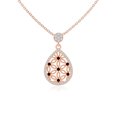 thumbnail image 1 of Natural Garnet with Moissanite Designer Rectangular Pendant Necklaces for Women in 18K Rose Gold Vermeil, January Birthstone Jewelry Gifts for Her Birthday, Anniversary, Mothers Day, Valentines, 1 of 7