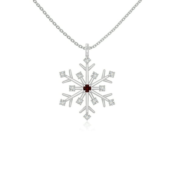 Natural Garnet with Moissanite Snowflake Pendant Necklaces for Women in Sterling Silver, January Birthstone Jewelry Gifts for Her Birthday, Wedding Anniversary, Mothers Day, Christmas, Valentines