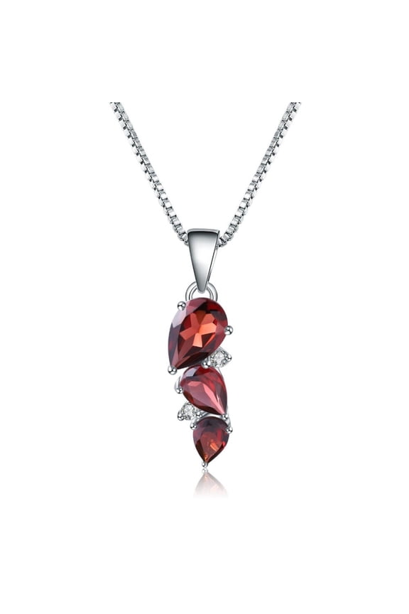 Natural Garnet Necklace, Gemstone Birthstone Necklace in 925 Sterling Silver