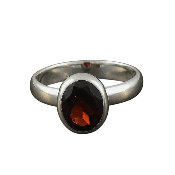 Natural Garnet Ring, AAA Garnet Gemstone Ring, January Birthstone, Fine Ring, Womens Ring, Gold Micron, 925 Sterling Silver, Promise Ring, Dainty Minimalist Stacking jewelry, Christmas Gift Ring