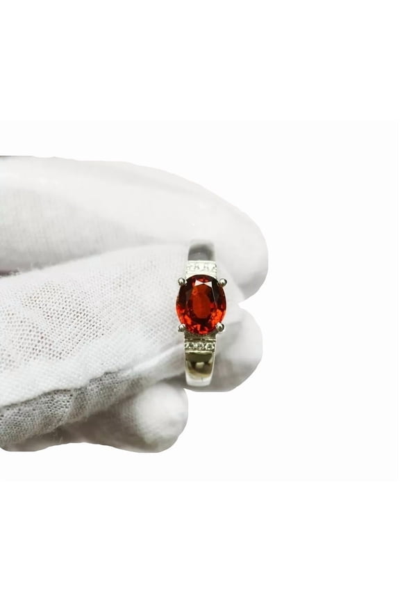 Natural Garnet Ring, AAA Garnet Gemstone Ring, January Birthstone, Zircon Ring, Women Ring, Gold Micron, 925 Sterling Silver, Cluster Ring, Dainty Minimalist Stacking jewelry, Birthday Gift Ring