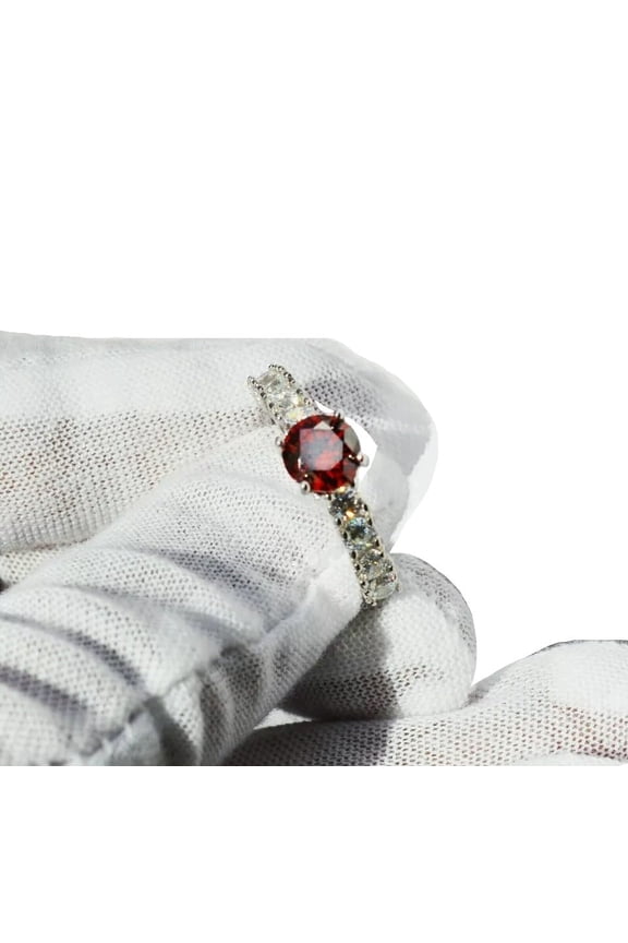 Natural Garnet Ring, AAA Garnet Gemstone Ring, January Birthstone, Zircon Ring, Women Ring, Gold Micron, 925 Sterling Silver, Cocktail Ring, Dainty Minimalist Stacking jewelry, Mother's day Gift Ring