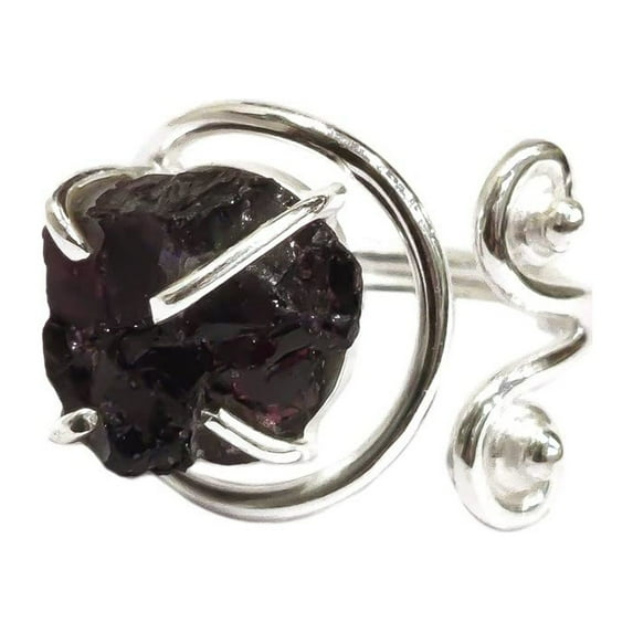 Natural Garnet Ring, Rough Garnet Adjustable Ring, January Birthstone, Designer, 925 Sterling Silver, Womens Ring, Christmas, Thanksgiving, Handmade, Statement Jewelry, Rough Gemstone Jewelry