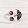 thumbnail image 1 of Natural Garnet Ring, Rough Garnet Adjustable Ring, January Birthstone, Three Stone, 925 Sterling Silver, Womens Ring, Christmas, Thanksgiving, Handmade, Statement Jewelry, Rough Gemstone Jewelry, 1 of 5