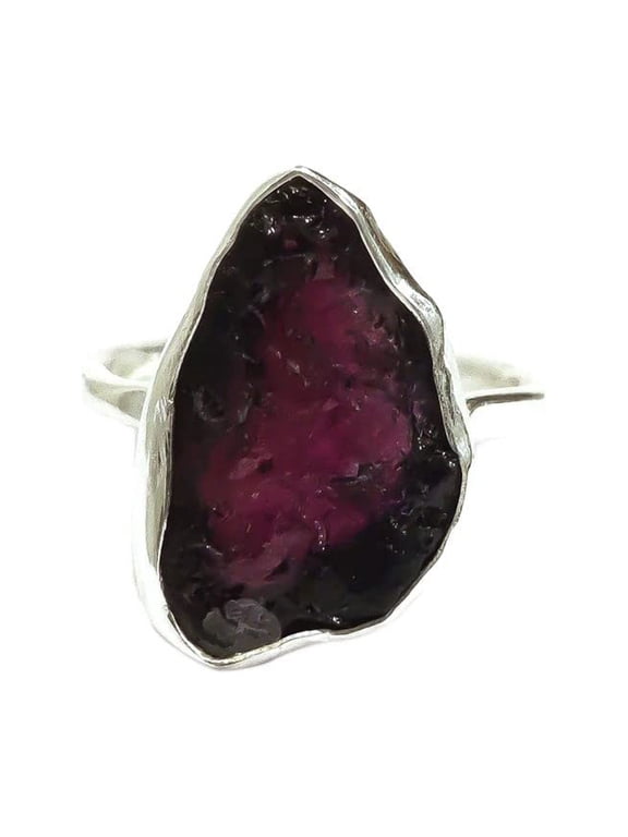 Natural Garnet Ring, Rough Garnet Gemstone Ring, January Birthstone, Hammered, 925 Sterling Silver, Womens Ring, Christmas, Thanksgiving, Handmade, Statement Jewelry, Rough Gemstone Jewelry