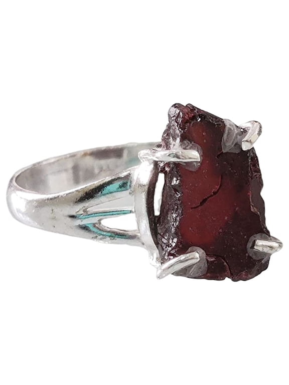 Natural Garnet Ring, Rough Garnet Gemstone Ring, January Birthstone, Boho Gypsy Ring, 925 Sterling Silver, Womens Ring, Christmas, Thanksgiving, Handmade, Statement Jewelry, Rough Gemstone Jewelry