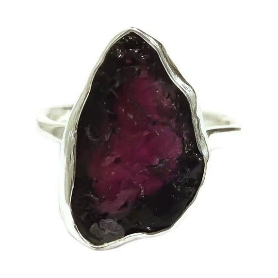 Natural Garnet Ring, Rough Garnet Gemstone Ring, January Birthstone, Hammered, 925 Sterling Silver, Womens Ring, Christmas, Thanksgiving, Handmade, Statement Jewelry, Rough Gemstone Jewelry
