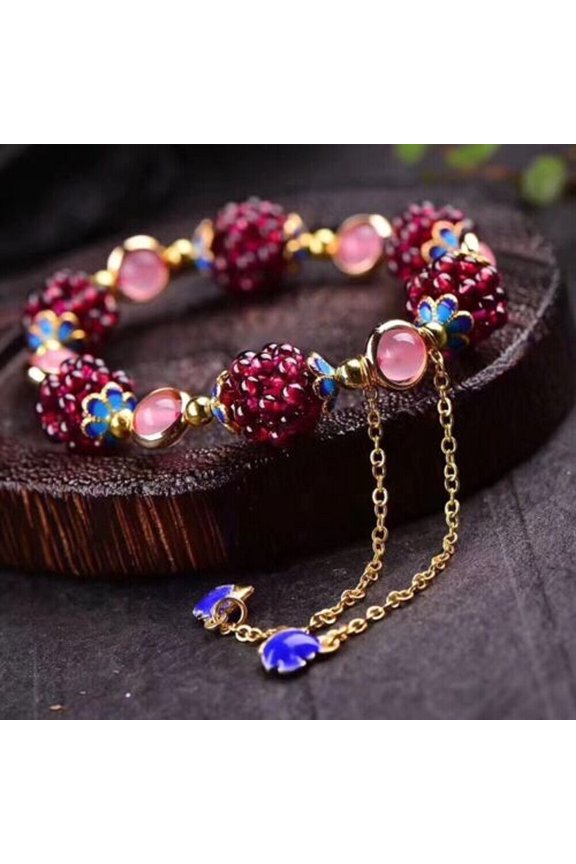 Natural Garnet Rose Quartz Round Beads Women Girls Healing Reiki Chain bracelet USA