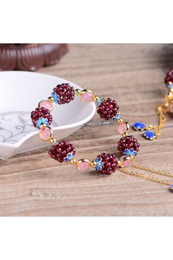 Natural Garnet Rose Quartz Round Beads Women Girls Healing Reiki Chain bracelet~